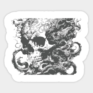 skull with kraken Sticker